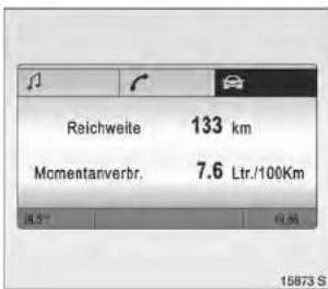 Reichweite 133 km Momentanverbr. 7.6 Ltr./100Km