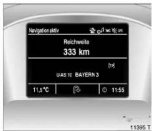 Navigation aktiv Reichweite 333 km UAS 10 BAYERN 3 11,5°C 11:55 11395 T