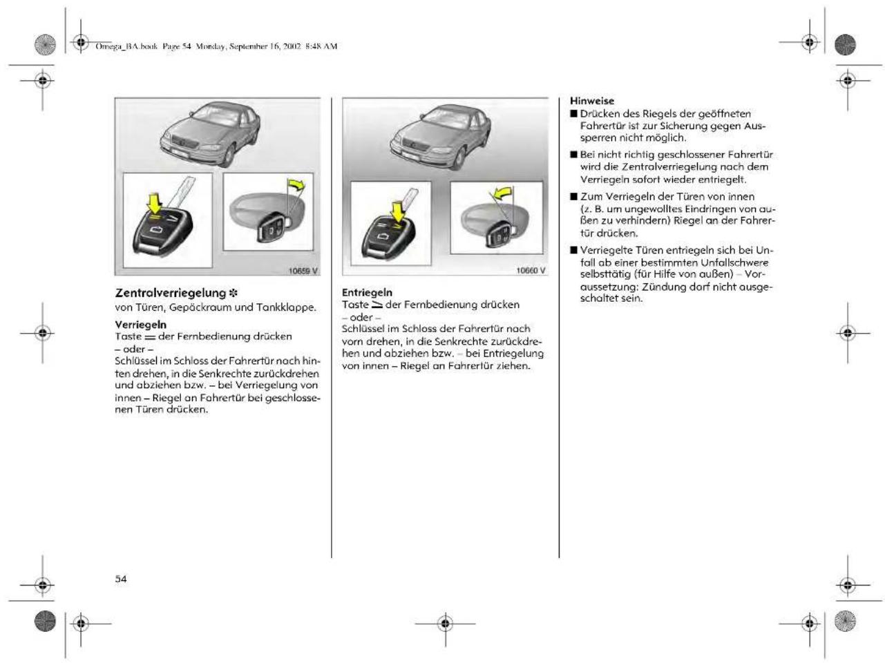 OPEL Omega (2002) - Fernbedienung synchronisieren - 9