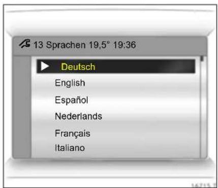 13 Sprachen 19,5° 19:36 Deutsch English Español Nederlands Français Italiano