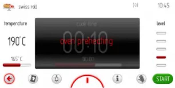 AMICA EB 13509 E - Beispiel für die Betätigung des Fertig- programms mit dem Vorwärmen des Backofens - 1