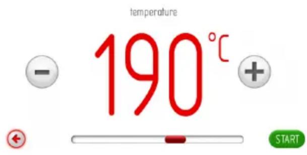 temperature 190°C - + START