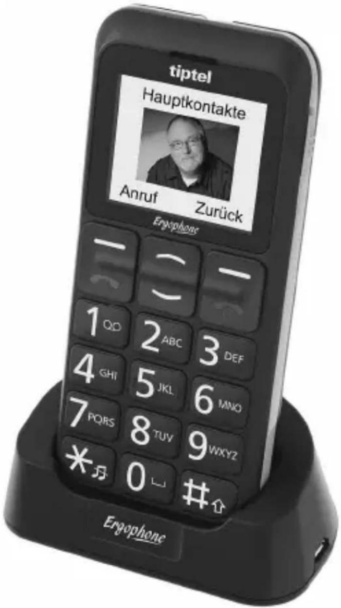 tiptel Hauptkontakte Anruf Zurück Ergephones 1 QD 2 ABC 3 DEF 4 GHT 5 JKL 6 MNO 7 PQRS 8 TUV 9 WXYZ * 0 # ↑ Ergeophone