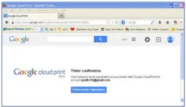 Google Cloud Print - Mozilla Print Google Cloud Print https://www.google.com/CloudPrint/campprint.html/skwna/gdltly Google Google Google Printer confirmation Click below to latch registration of your printer with Google CloudPrint for account.xpsitrx10@gmail.com Finish printer registration.