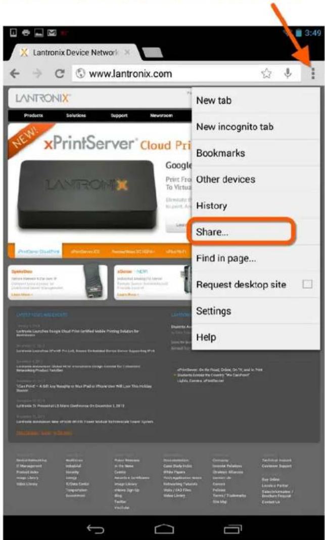 Lantronix Device Network www.lantronix.com LANTRONIX® Products Solutions Support Newroom NEW! xPrintServer® Cloud Pri Google Print From To Virtual Elevator of to print. An History Share... New tab New incognito tab Bookmarks Other devices Share... Find in page... Request desktop site Settings Help