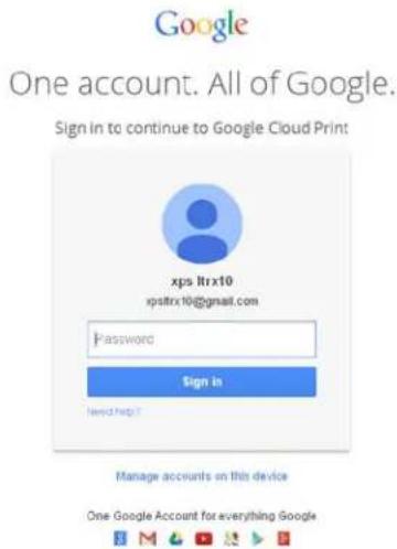 Google One account. All of Google. Sign in to continue to Google Cloud Print xps rrx10 xpsfrrx10@gmail.com Password Sign In Need help? Manage accounts on this device One Google Account for everything Google