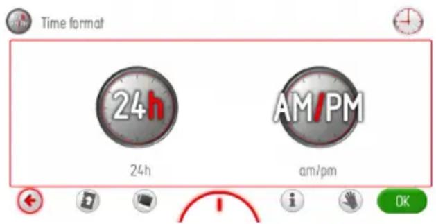 AMICA EBP 13508 E - Hauptmenü \ Einstellungen \ Arbeitszeit \ Stundenformat - 1