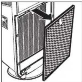 Technical illustration of a server rack with a mesh cover and ventilation slots (no text or symbols)