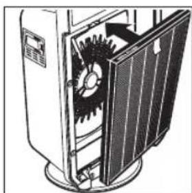 Technical illustration of a mechanical device with gears and a door (no text or symbols)