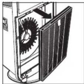 Technical line drawing of a mechanical fan or enclosure with a gear-like component (no text or symbols)