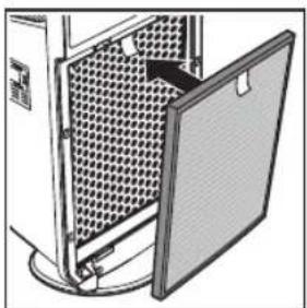 Diagram of a mechanical device with a meshed panel and handle, no visible text or symbols