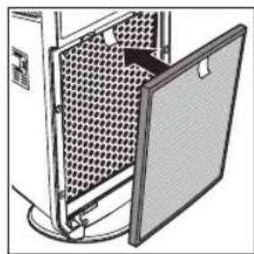 Technical illustration of a mechanical device with a meshed panel and mounting bracket (no text or symbols)