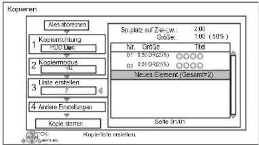 PANASONIC DMR-BST750EG - Editieren der Kopierliste - 1