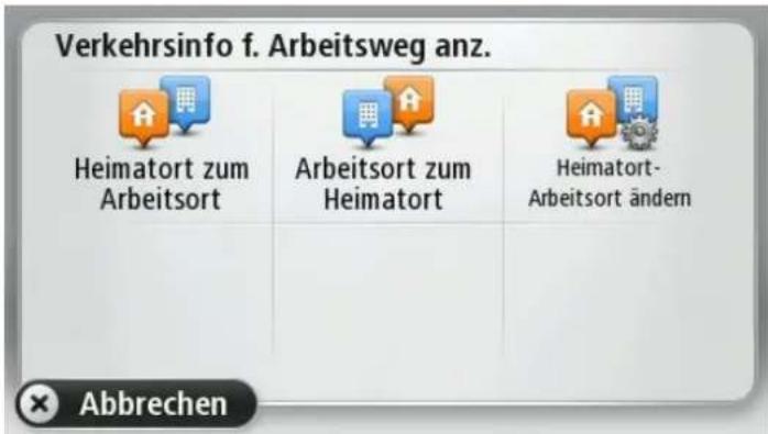 Verkehrsinfo f. Arbeitsweg anz. Heimatort zum Arbeitsort Arbeitsort zum Heimatort Heimatort- Arbeitsort ändern × Abbrechen