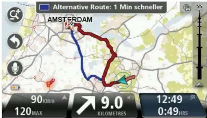 Alternative Route: 1 Min schneller AMSTERDAM 90 KM/H 120 MAX 9.0 KILOMETRES 12:49 0:49 HRS