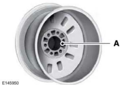 3D rendering of a car wheel rim with labeled component A, no text or symbols on the rim itself