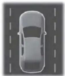 Top-down view of a car on a road with dashed lane markings (no text or symbols)