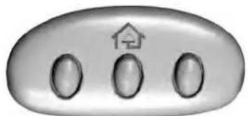 Simple 3D button with a house icon on top, three ovals below (no text or symbols)
