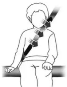 Illustration of a person sitting on a bench with a diagonal arrow indicating movement or pressure (no text or symbols)