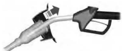 Close-up of a fuel nozzle with attached lever mechanism (no visible text or symbols)
