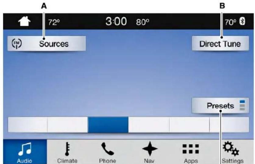A 72° 3:00 80° 70° Sources Direct Tune Presets Audio Climate Phone Nav Apps Settings