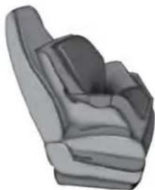 3D rendered illustration of a car seat with visible ribs and seat contours (no text or symbols)