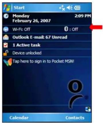 Start Monday February 26, 2007 2:09 PM Wi-Fi: Off Outlook E-mail: 67 Unread 1 Active task Device unlocked Tap here to sign in to Pocket MSN! Calendar Contacts
