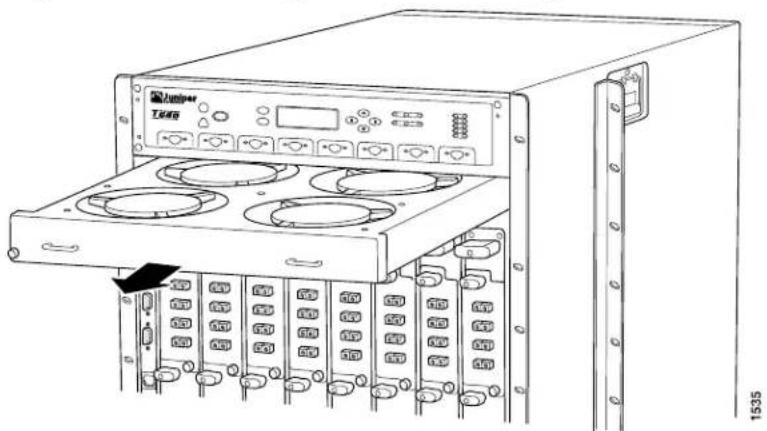 Juniper T1600 - Removing the T1600 Upper Front Fan Tray - 3