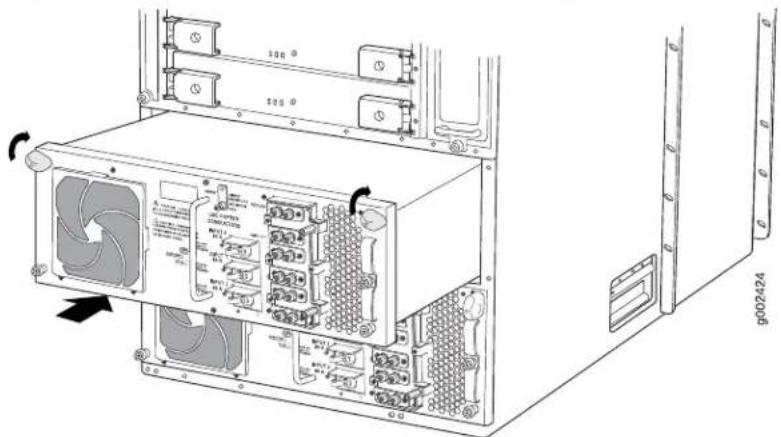Technical diagram of a server rack with labeled ports and fan connections, showing internal components and ventilation system.