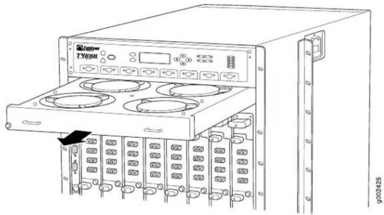 Juniper T1600 - Removing the Standard Upper Front Fan Tray - 2