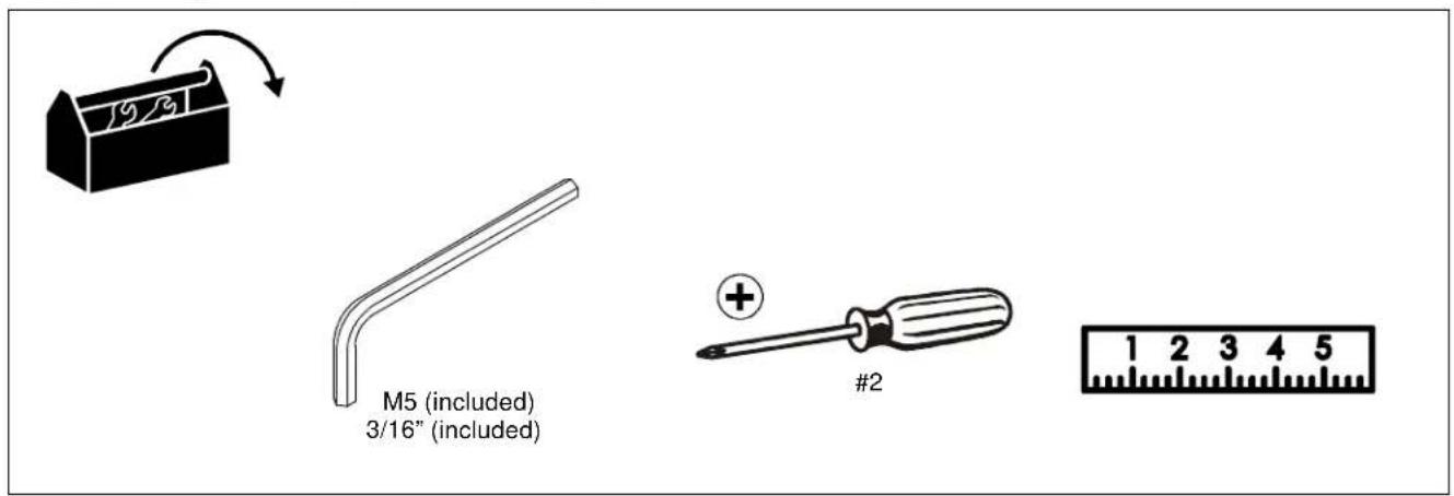 M5 (included) 3/16" (included) #2 1 2 3 4 5