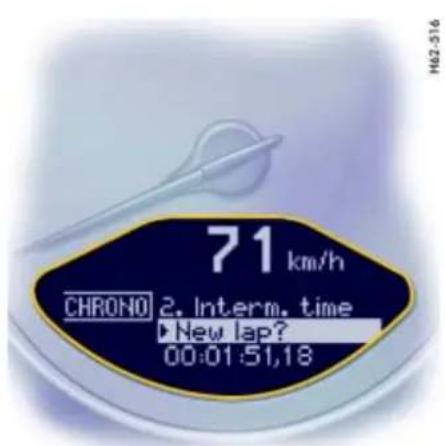 71 km/h CHRONO 2. Interm. time ► New lap? 00:01:51,18