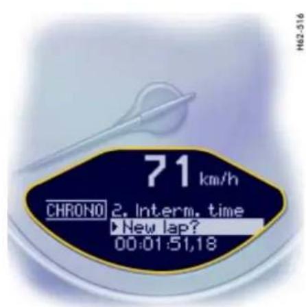 71 km/h CHRONO 2. Interm. time ► New lap? 00:01:51,18