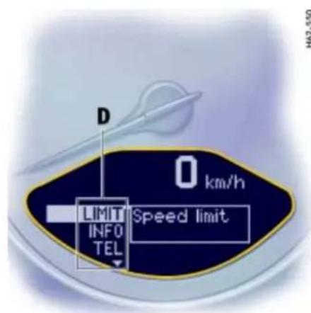 D 0 km/h LIMIT INFO TEL Speed limit