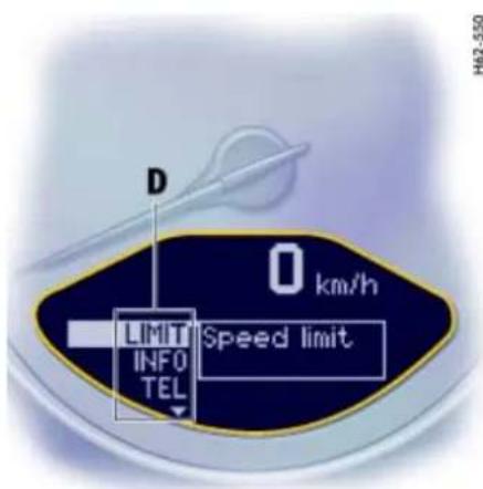 D 0 km/h LIMIT INFO TEL Speed limit