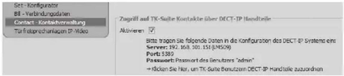 AGFEO DECT IP-Basis XS - Zugriff auf die TK-Suite Kontakte - Einstellungen im TK-Suite - 2