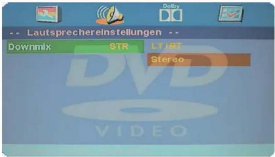 -- Lautsprechereinstellungen -- Downmix STR LT/RT Stereo VIDEO