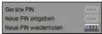 Geräte PIN Neue PIN eingeben Neue PIN wiederholen ????