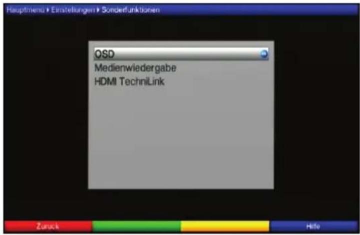 Hauptmensü Einstellungen Sönderfunktionen OSD Medienwiedergabe HDMI TechniLink Zurück Hello