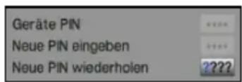 Geräte PIN Neue PIN eingeben Neue PIN wiederholen ????