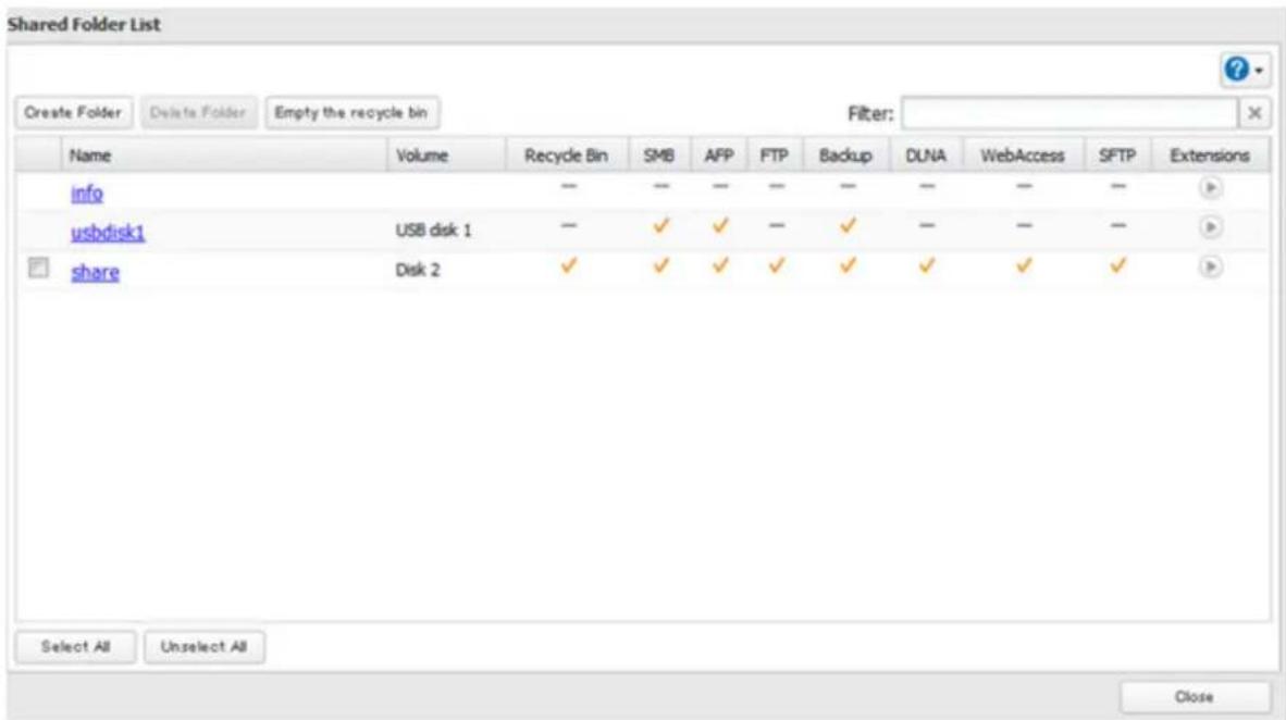 BUFFALO TeraStation 3200D - Click a shared folder that you want to set access restrictions for. - 1