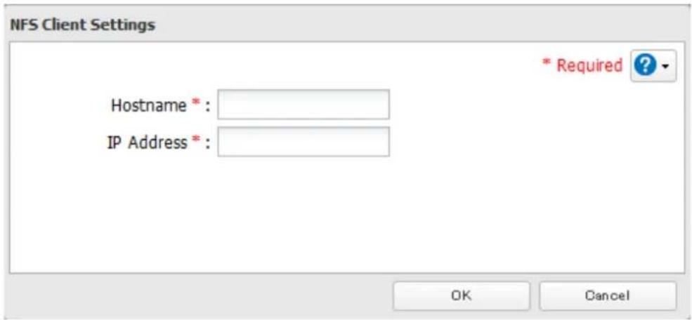 BUFFALO TeraStation 3200D - Enter the IP address and hostname of the NFS client, then click OK. - 1