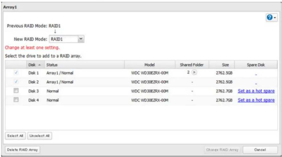 BUFFALO TeraStation 3200D - Select the drive to add to the RAID array. - 1