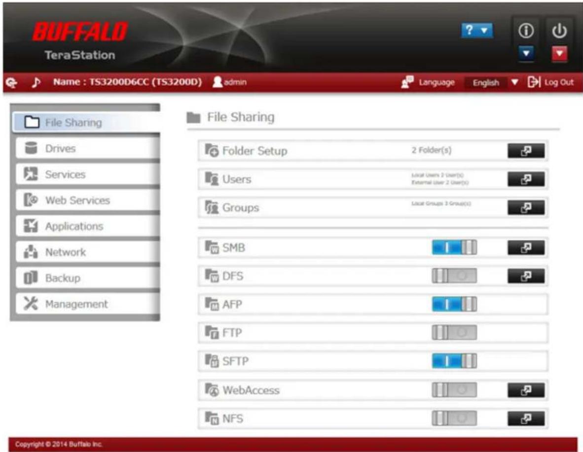 BUFFALO TeraStation 3200D - Settings will open. - 1