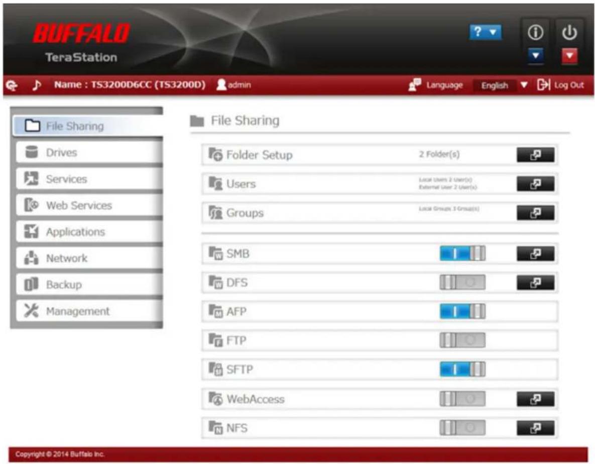 BUFFALO TeraStation 3200D - Settings will open. - 1