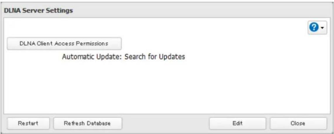 BUFFALO TeraStation 3200D - Click DLNA Client Access Permissions. - 1