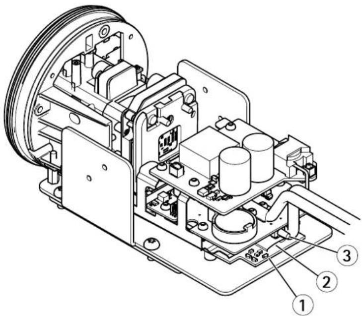 Technical diagram of an electrical contactor with numbered components labeled 1, 2, and 3.