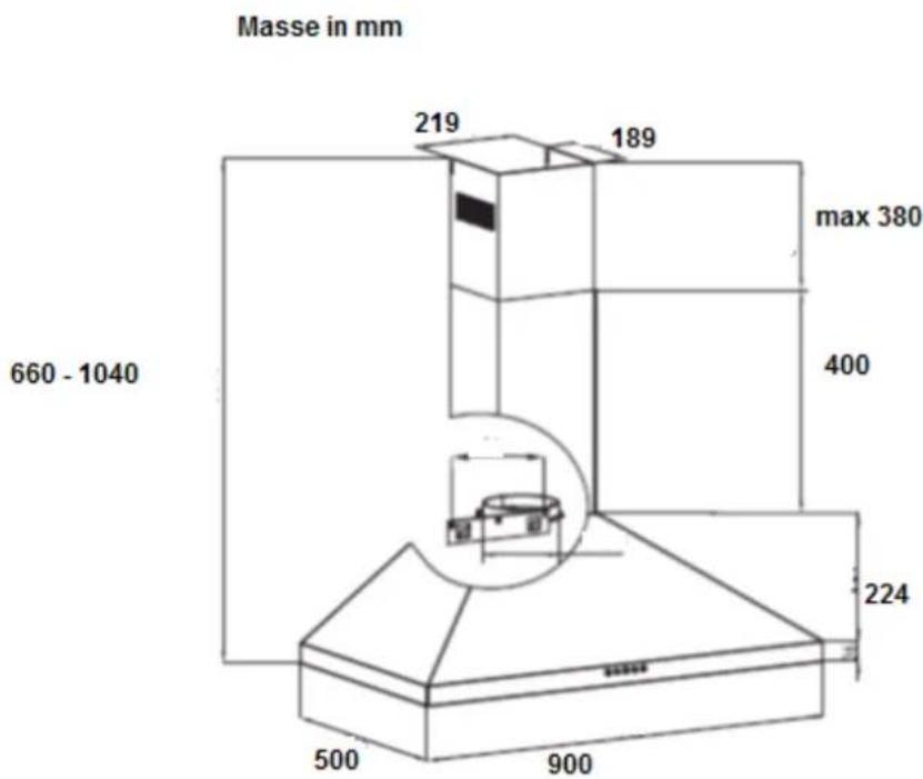 Masse in mm 219 189 max 380 660 - 1040 400 224 500 900