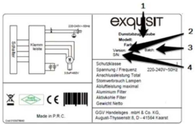 JERREDES Klemm leistbe 220-240V~50Hz 3.5uF*480V Made in P.R.C. exquisit Dunstabzugzube Modell: Farb Version: SIN Batch: Schutzklasse Spannung / Frequenz 220-240V~50Hz Anschlussleistung Total Stomverbrauch Lampen Abluftleistung maximal Aluminium Filter Aktivkohle Filter Gewicht Netto GGV Handelsges .mbH & Co. KG, August-Thyssenstr.8, D - 41564 Kaarst