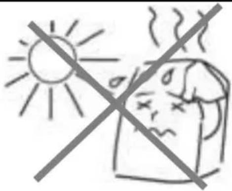 Hand-drawn warning sign with sun and crossed-out triangle symbol, depicting stress or heat.